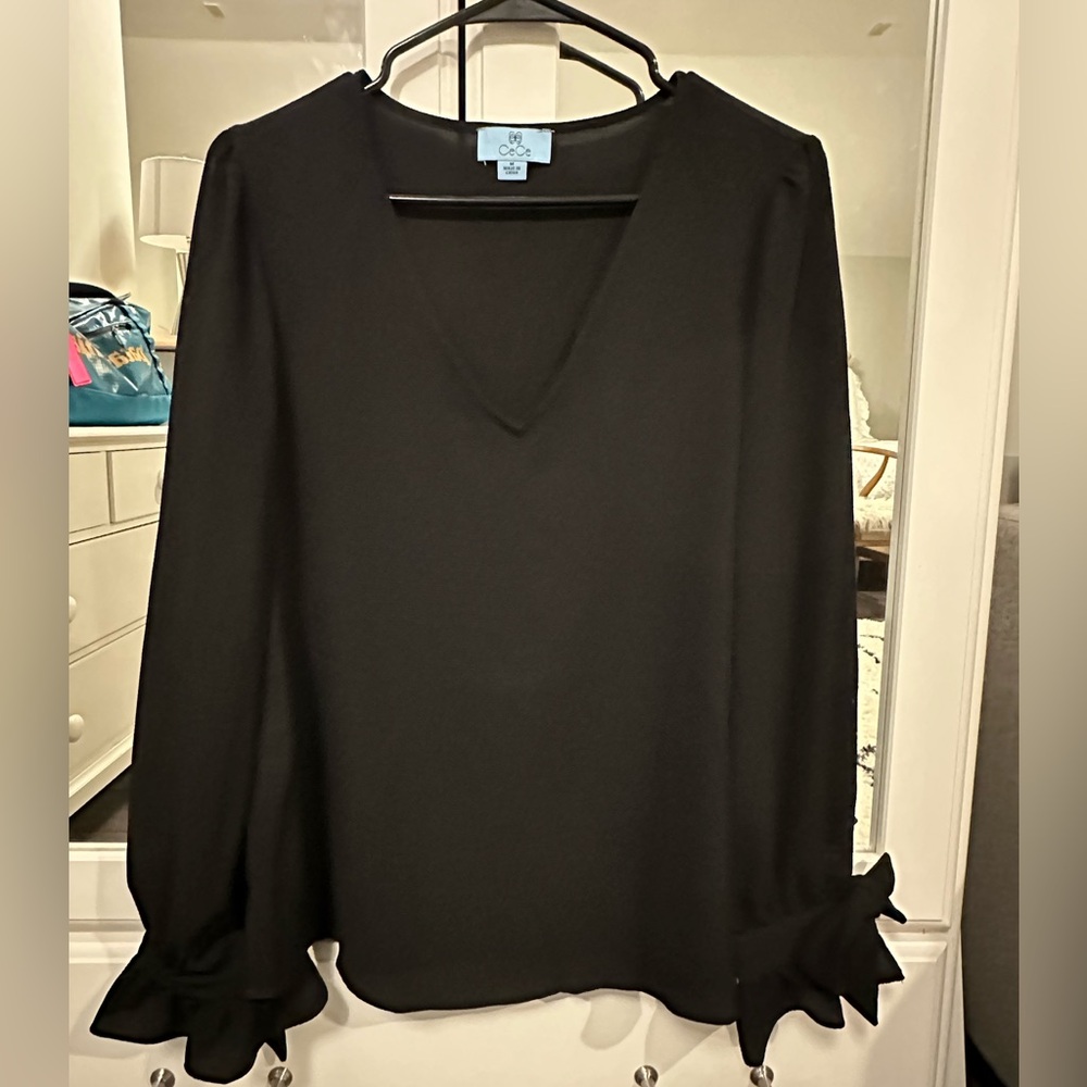 CeCe drapey blouse with bow sleeves